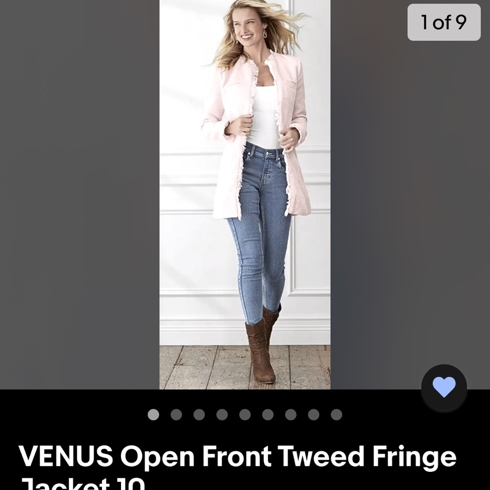 VENUS Open Front Tweed Fringe Jacket 16. Worn once. Excellent Condition.